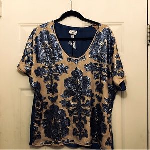 Blue & Gold Sequined Top